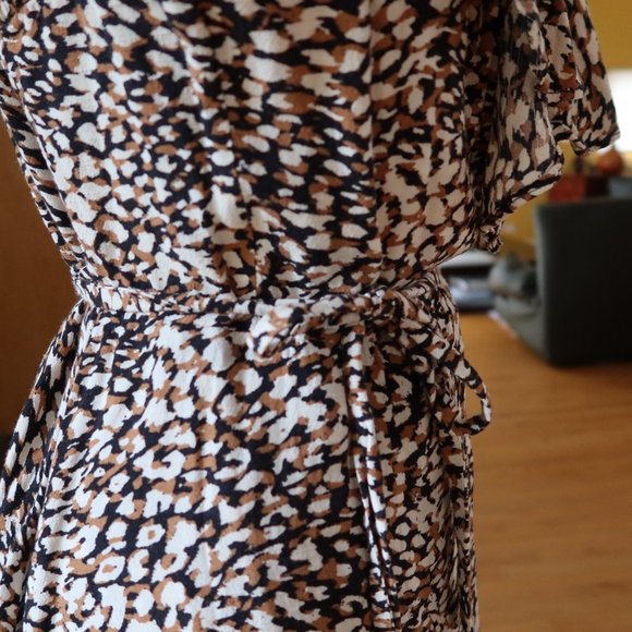 Free People French Quarter mini wrap ruffled wrap dress $128 in jet combo size L - Picture 13 of 16